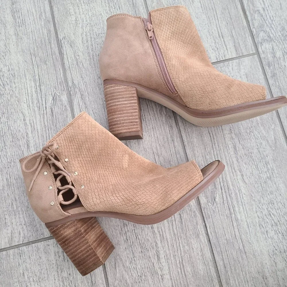 Nine West lace up ankle booties tan suede size 8.5 women's - Picture 10 of 15